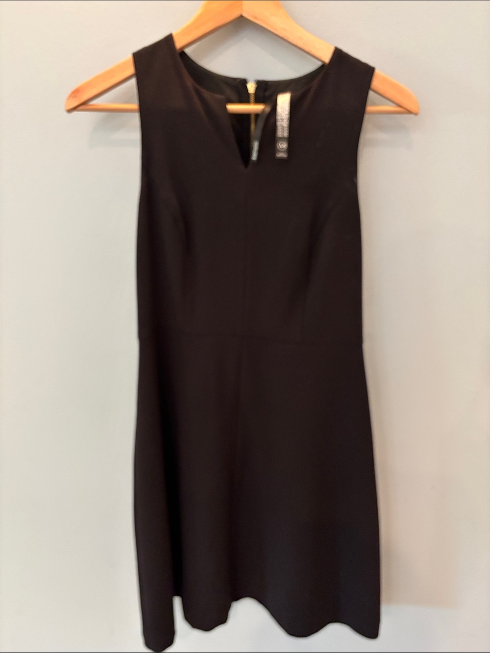 Kensie Black Sleeveless Mini Dress with Front Notch